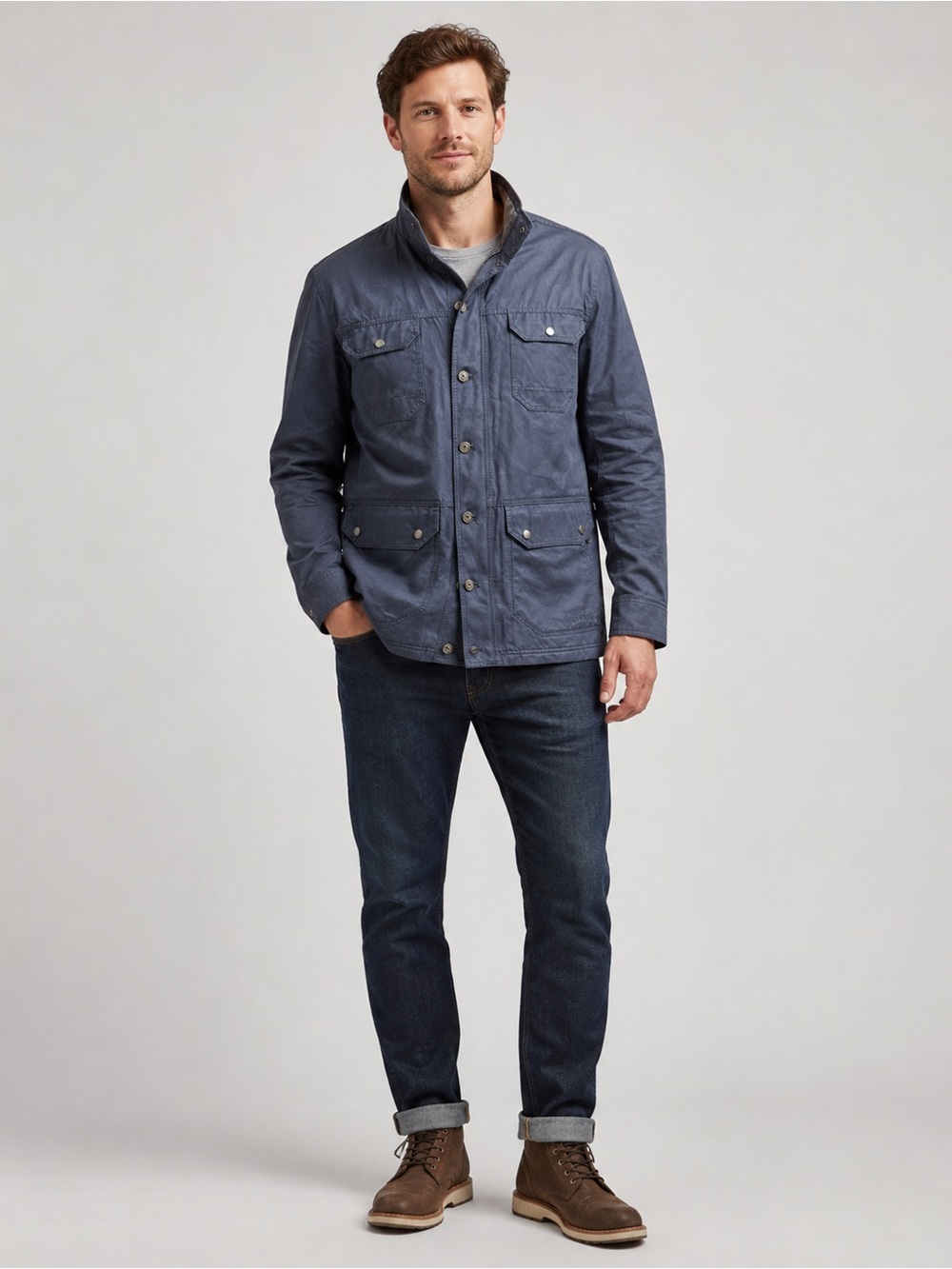 Orvis Men’s Insulated Field Barn Jacket L Navy Blue Quilted Lining Utility Fall